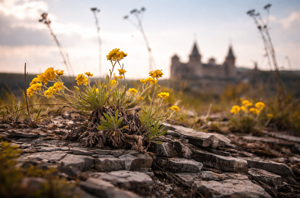 Зображення ауринії на камені